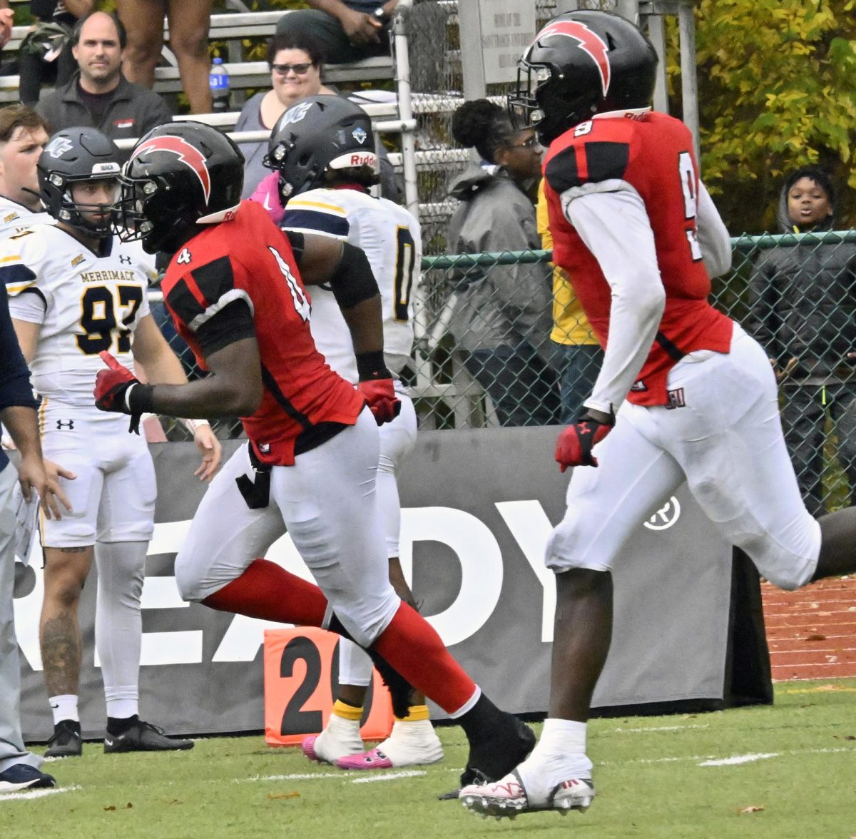 Football Rallies to Defeat Merrimack in Homecoming Game