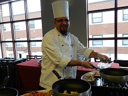 Chef Frank Hummel from Lycoming College cooks at Torvian for SFU students.